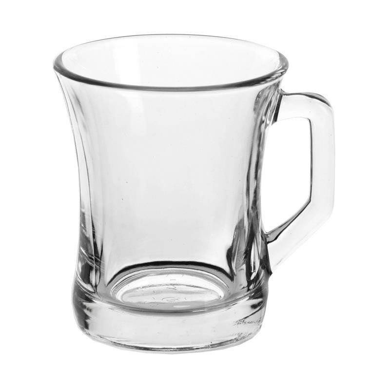 ORION Glass with handle mug glass for coffee tea set of glasses 225 ml 6 pieces
