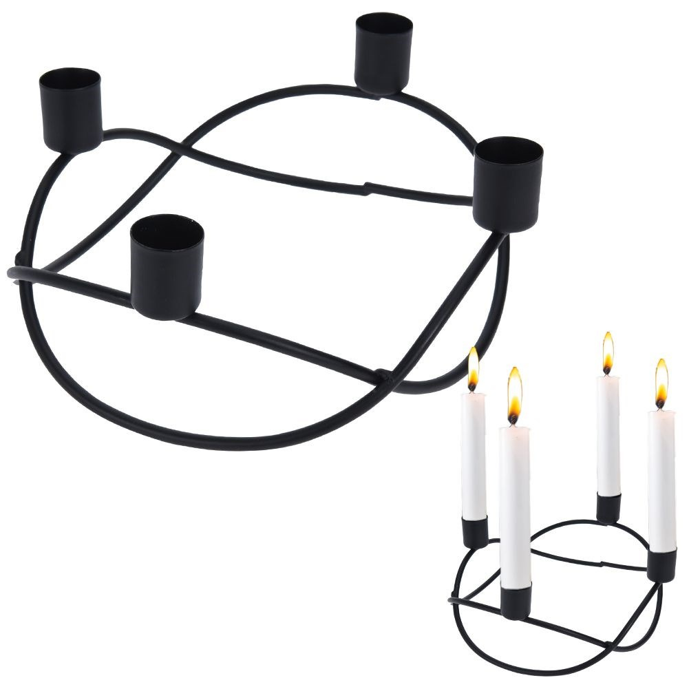 Kerzenhalter | Kerzenständer | Kerzenleuchter für 4 Stabkerzen aus Metall  schwarz für Adventszeit im LOFT-Stil - sklep internetowy
