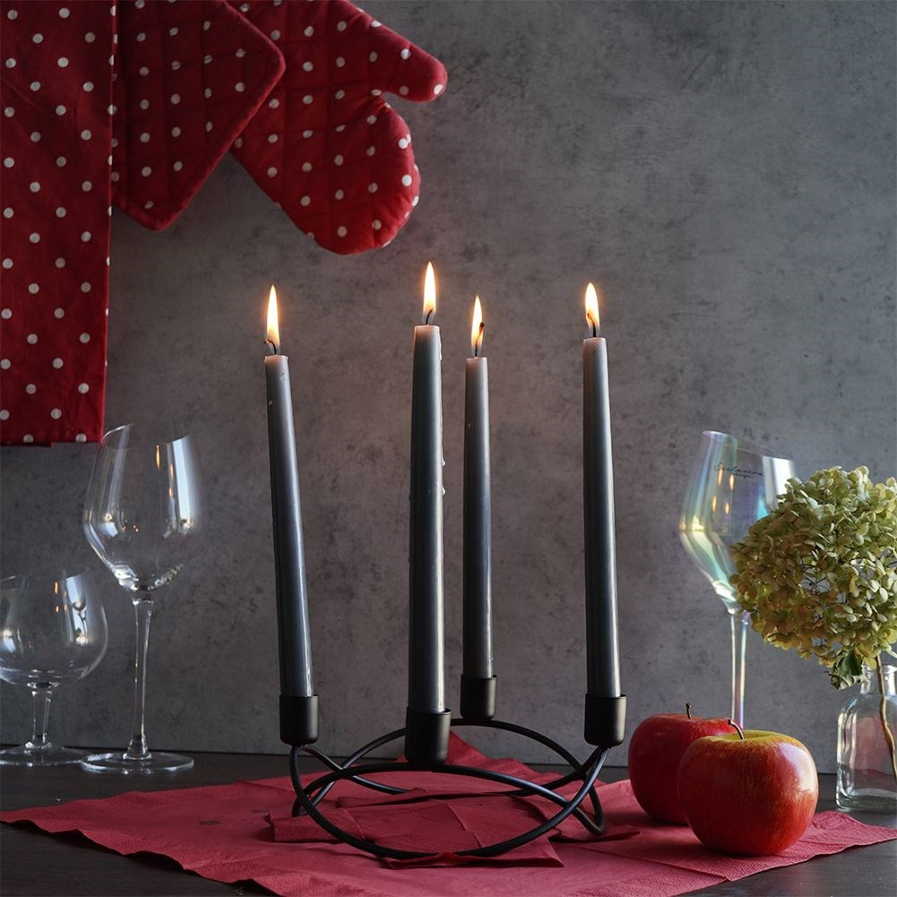 Kerzenhalter | Kerzenständer | Kerzenleuchter für 4 Stabkerzen aus Metall  schwarz für Adventszeit im LOFT-Stil - sklep internetowy