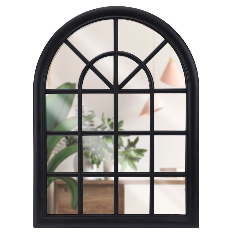 Spiegel Wandspiegel Dekospiegel mit Fensteroptik Vintage Retro-Stil schwarzer Rahmen 60x45x2,5 cm