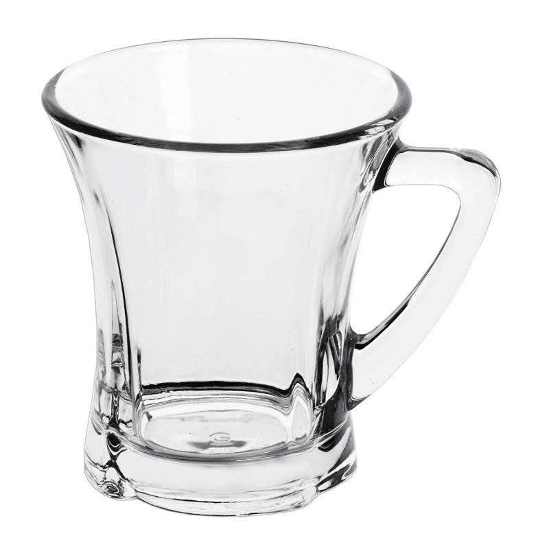 ORION Glass with handle mug glass for coffee tea set of glasses 220 ml 6 pieces