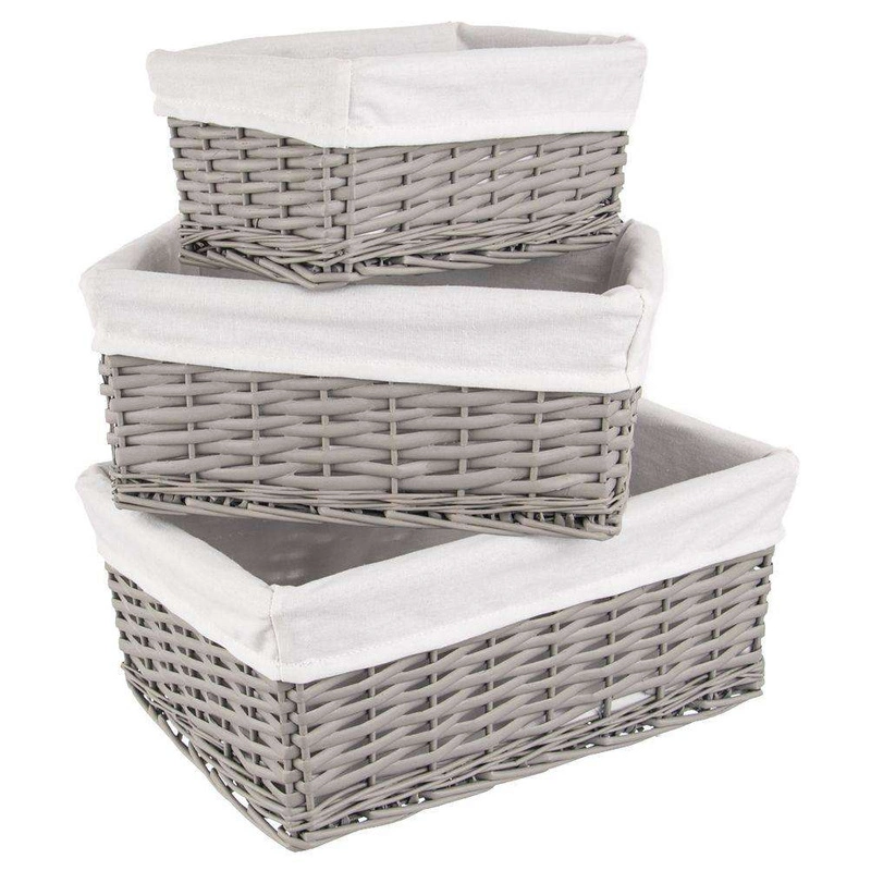 ORION Basket wicker BASKET for storage food organiser 34,5x25x14cm GREY