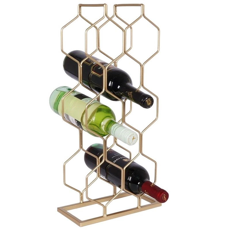 Flaschenständer Weinregal Weinflaschenhalter aus Metall in Goldfarbe für 8 Flaschen stabil 23x11x48 cm