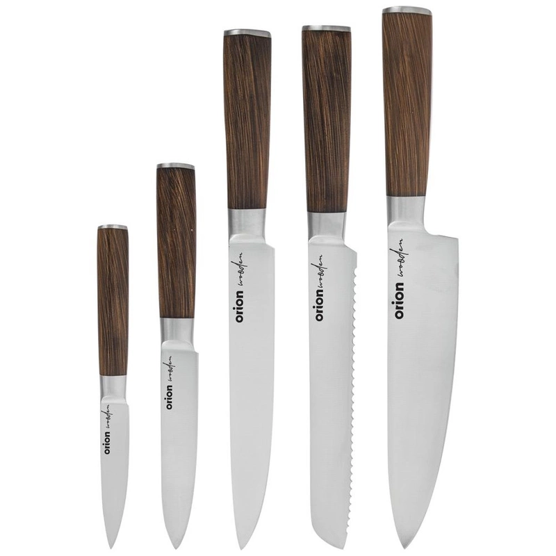 ORION Knife / kitchen steel knives 5 elements WOODEN set of knives