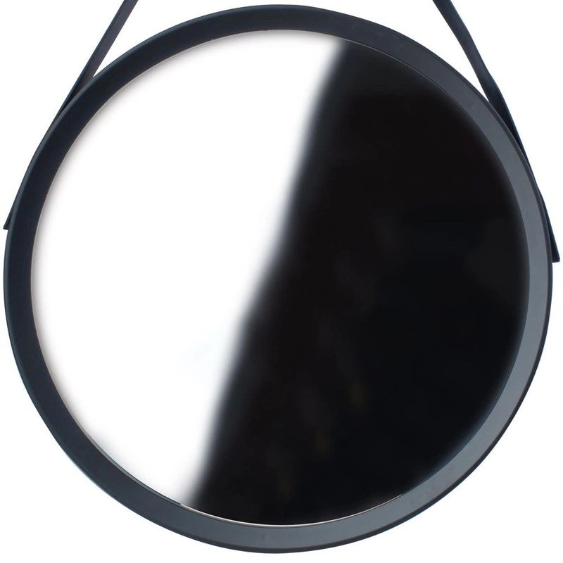ORION Round mirror on belt 52cm black with belt LOFT