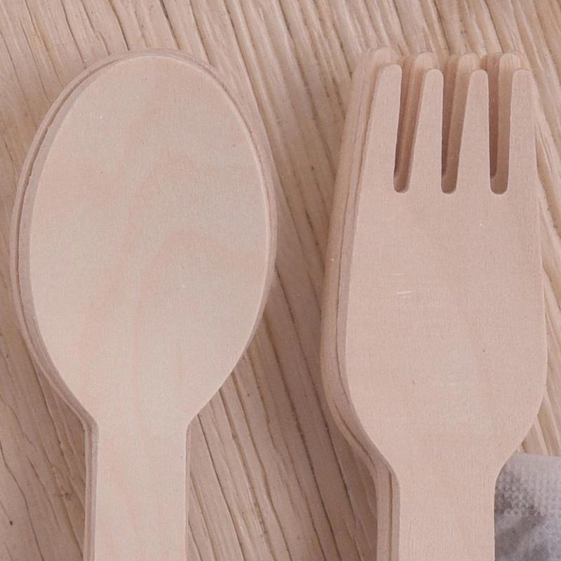 ORION Plates + cutlery NATURAL wooden ecological 40 pieces