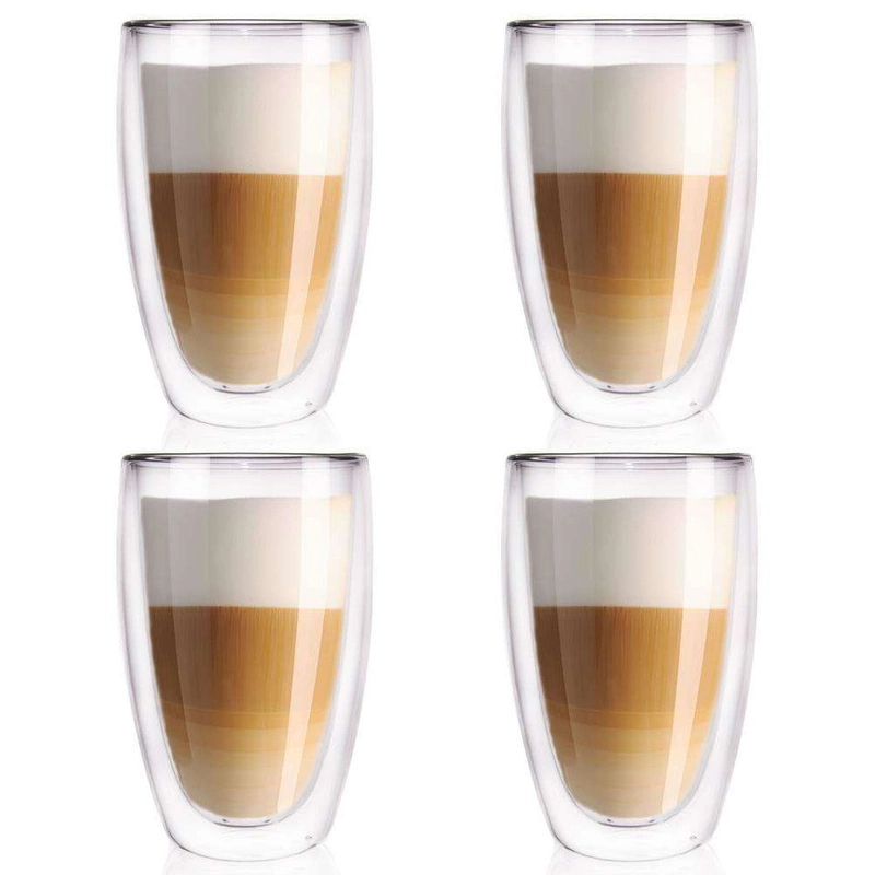 Szklanka termiczna z podwójną ścianką do kawy latte DOUBLE 450 ml 4 szt.