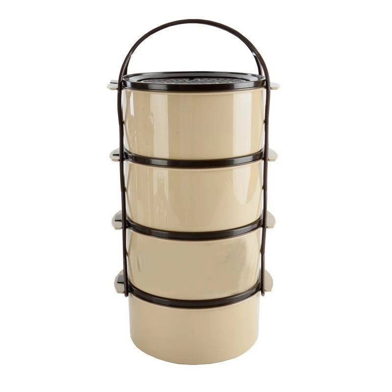 Tragbarer Lebensmittelbehälter Mehrzweck-Kochgeschirr Camping-Kochgeschirr aus Kunststoff 4-stufig 4x1,5 L