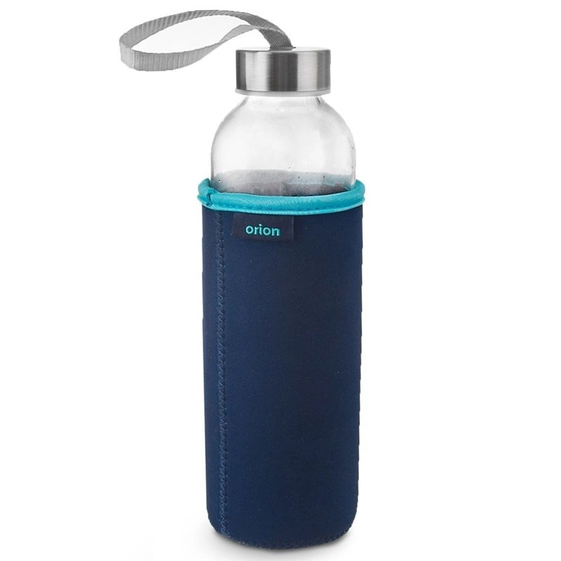 Butelka na wodę szklana z pokrowcem granatowa 540 ml