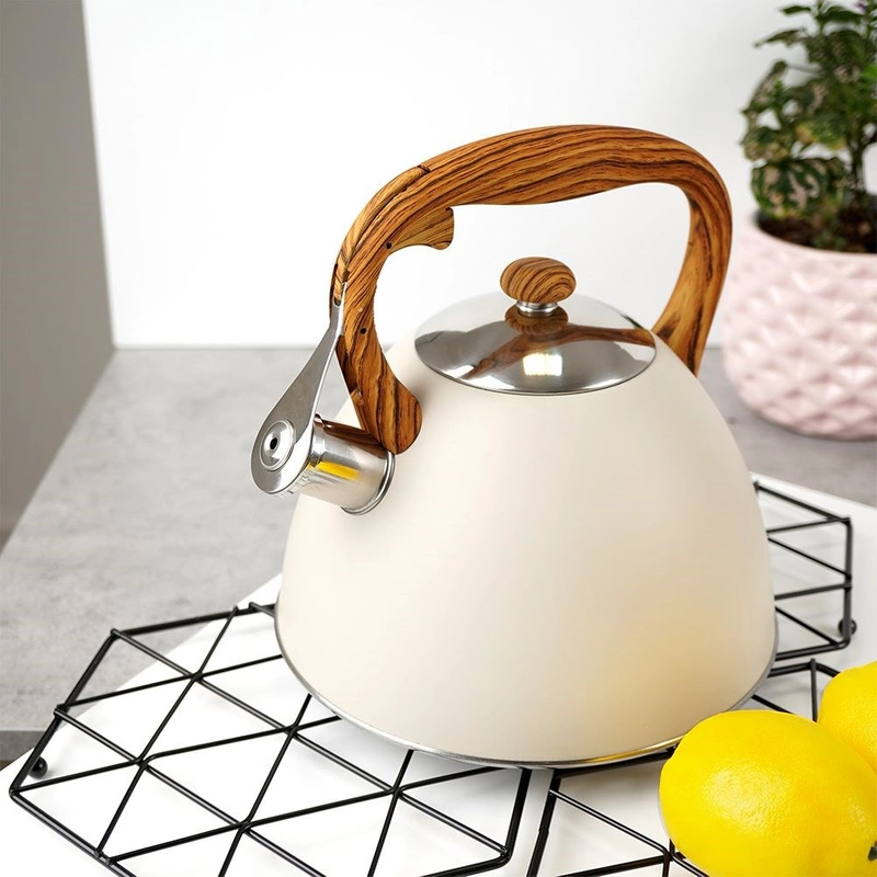 ORION CREAM kettle with brown handle whistle automatic GAS INDUCTION 3L